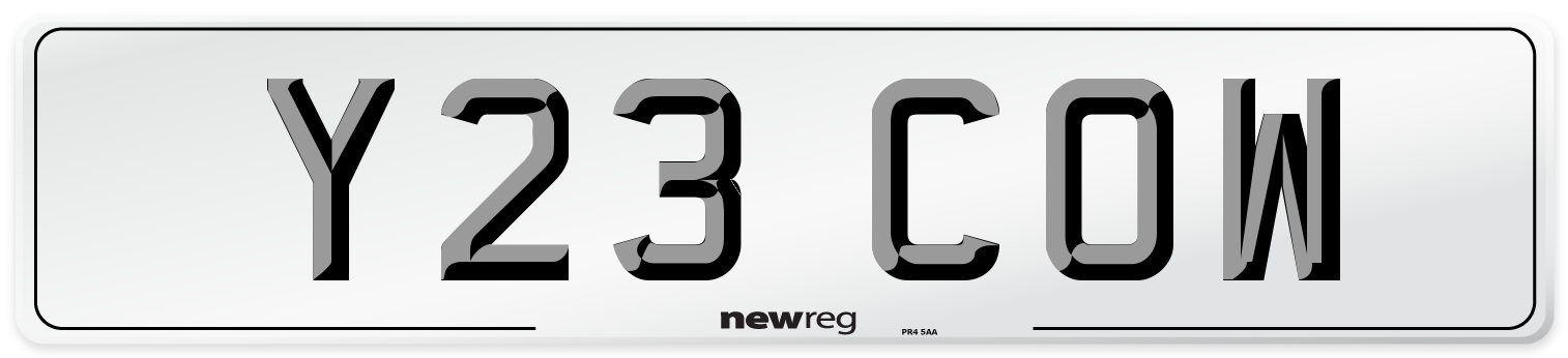 Y23 COW Front Number Plate