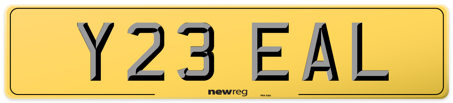 Y23 EAL Rear Number Plate