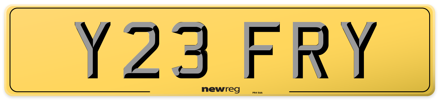 Y23 FRY Rear Number Plate