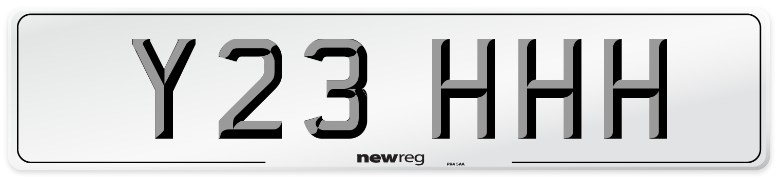 Y23 HHH Front Number Plate