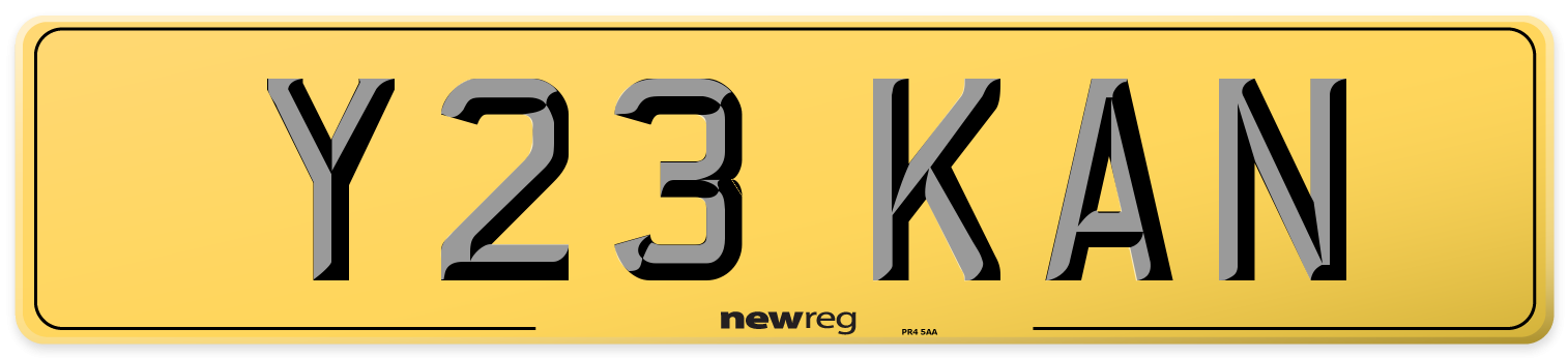 Y23 KAN Rear Number Plate