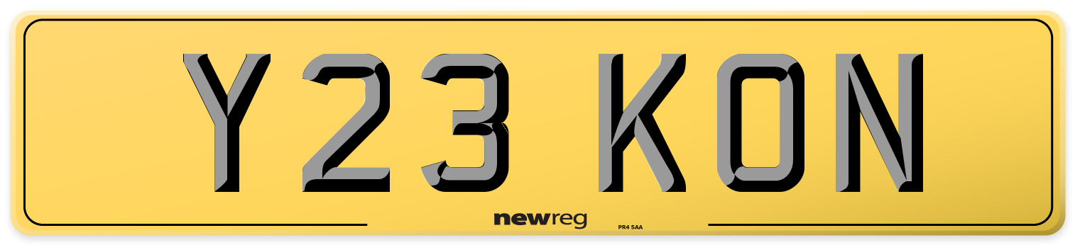 Y23 KON Rear Number Plate
