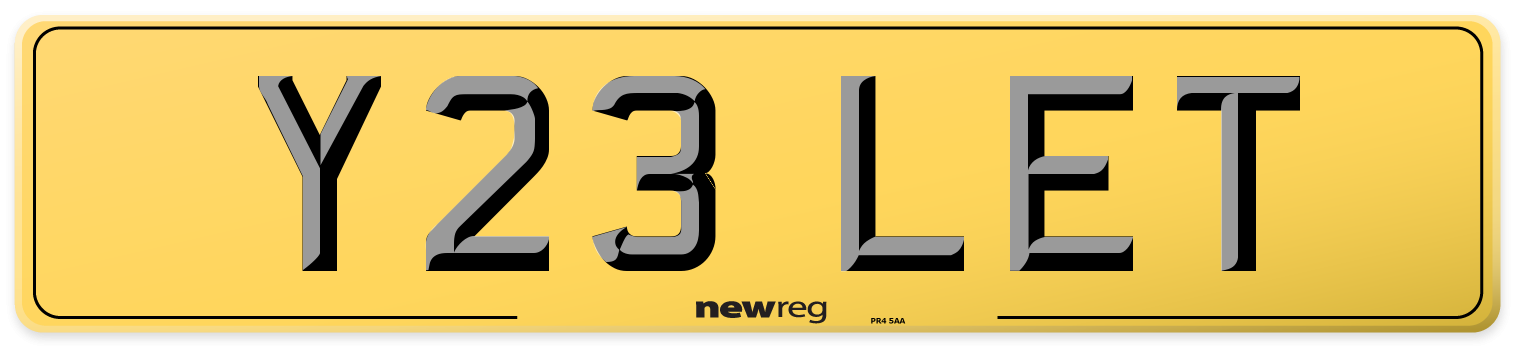 Y23 LET Rear Number Plate
