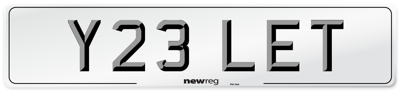 Y23 LET Front Number Plate