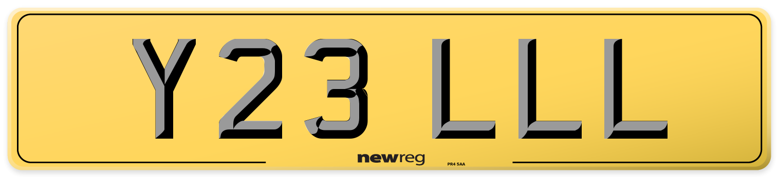 Y23 LLL Rear Number Plate