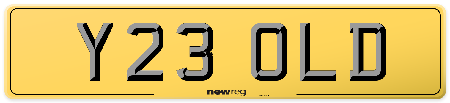 Y23 OLD Rear Number Plate