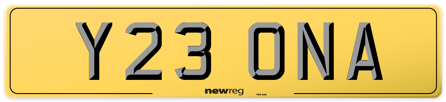 Y23 ONA Rear Number Plate