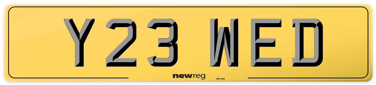 Y23 WED Rear Number Plate