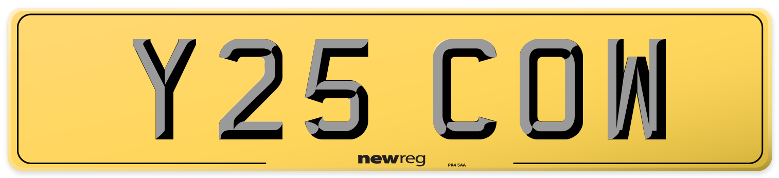 Y25 COW Rear Number Plate