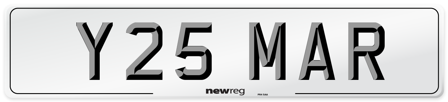 Y25 MAR Front Number Plate