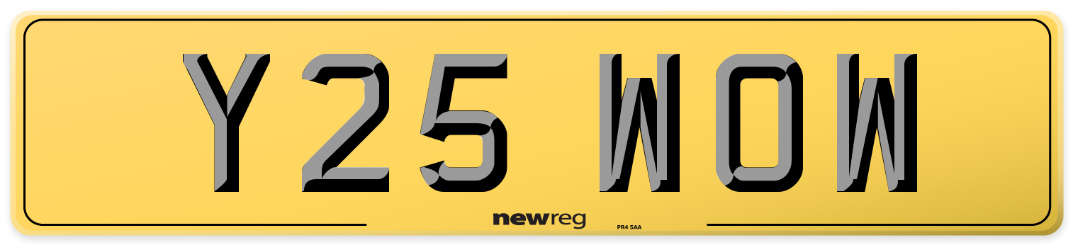Y25 WOW Rear Number Plate