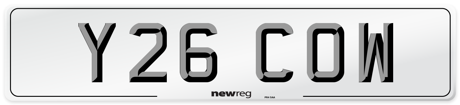 Y26 COW Front Number Plate
