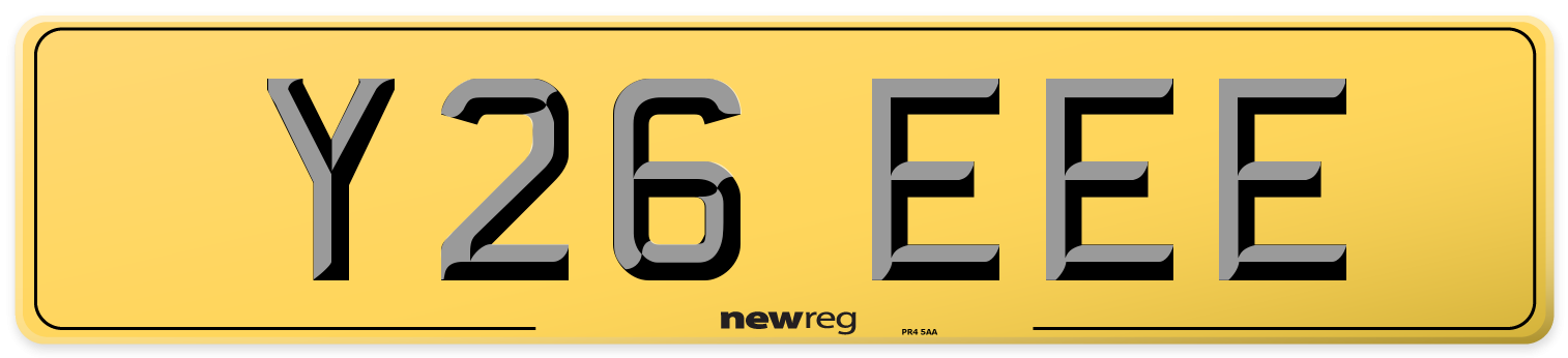 Y26 EEE Rear Number Plate