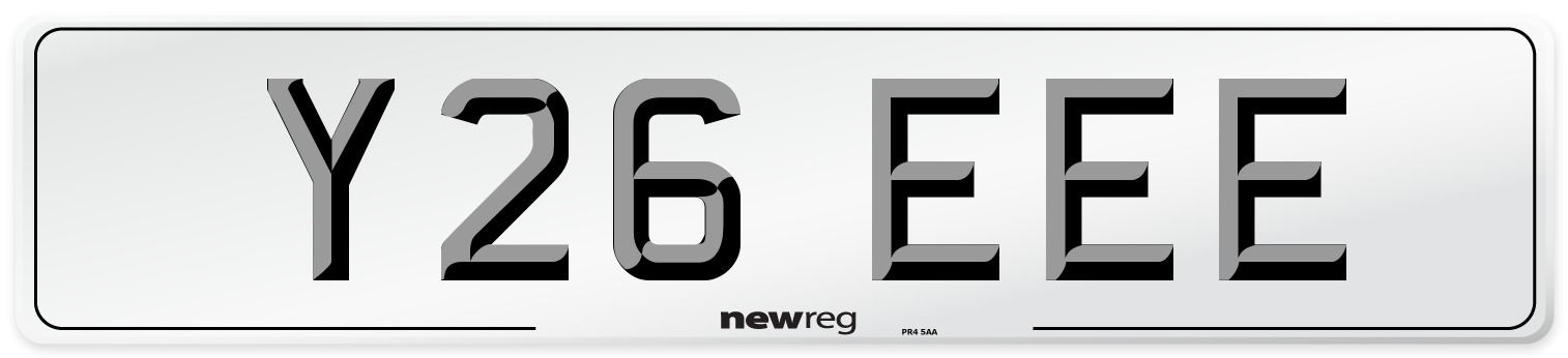 Y26 EEE Front Number Plate