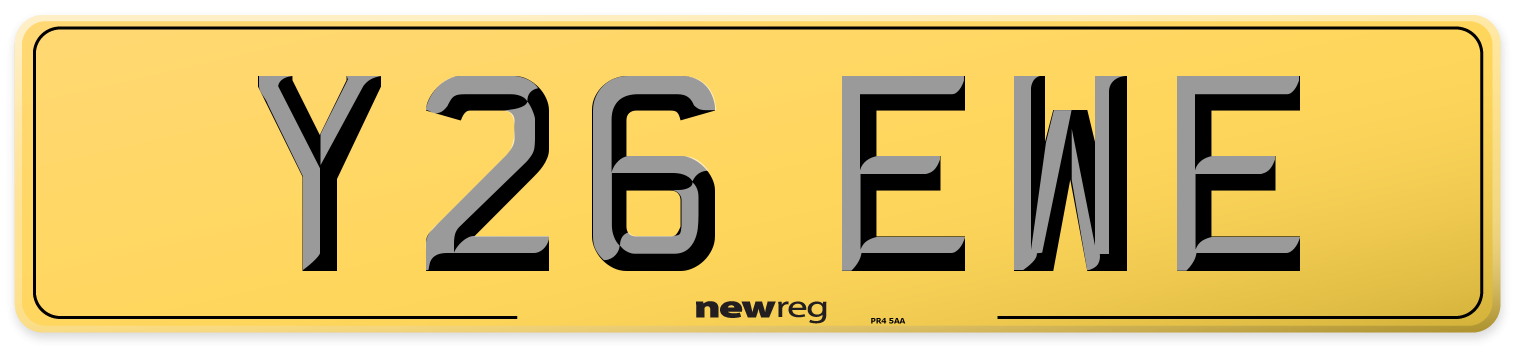 Y26 EWE Rear Number Plate