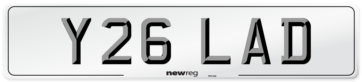 Y26 LAD Front Number Plate