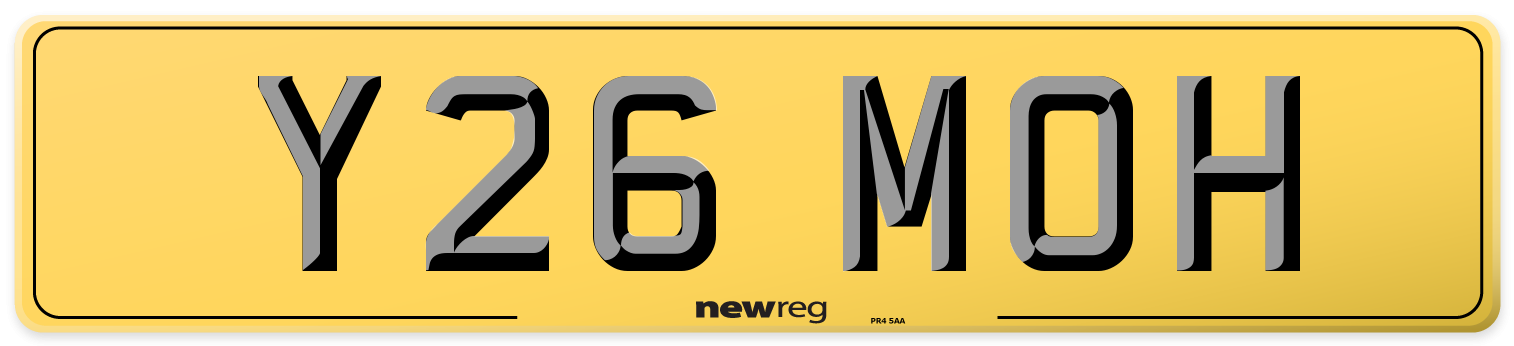 Y26 MOH Rear Number Plate