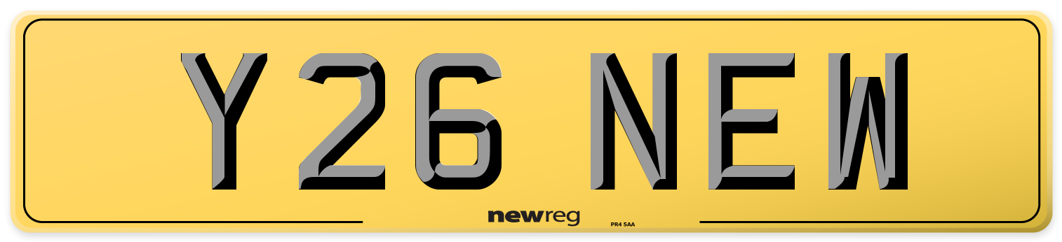 Y26 NEW Rear Number Plate