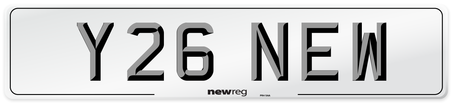 Y26 NEW Front Number Plate