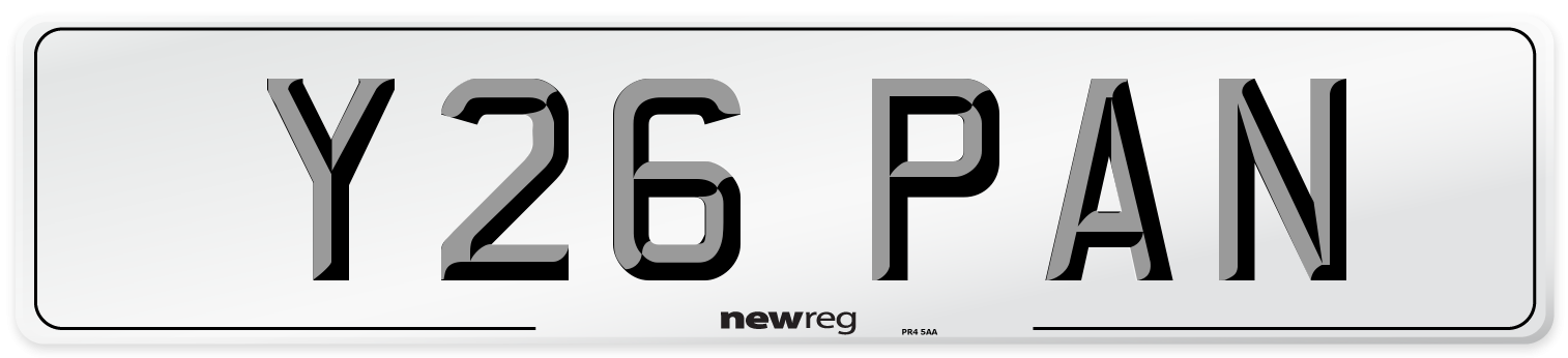 Y26 PAN Front Number Plate