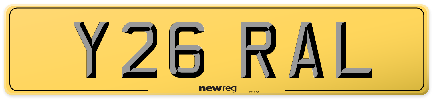 Y26 RAL Rear Number Plate
