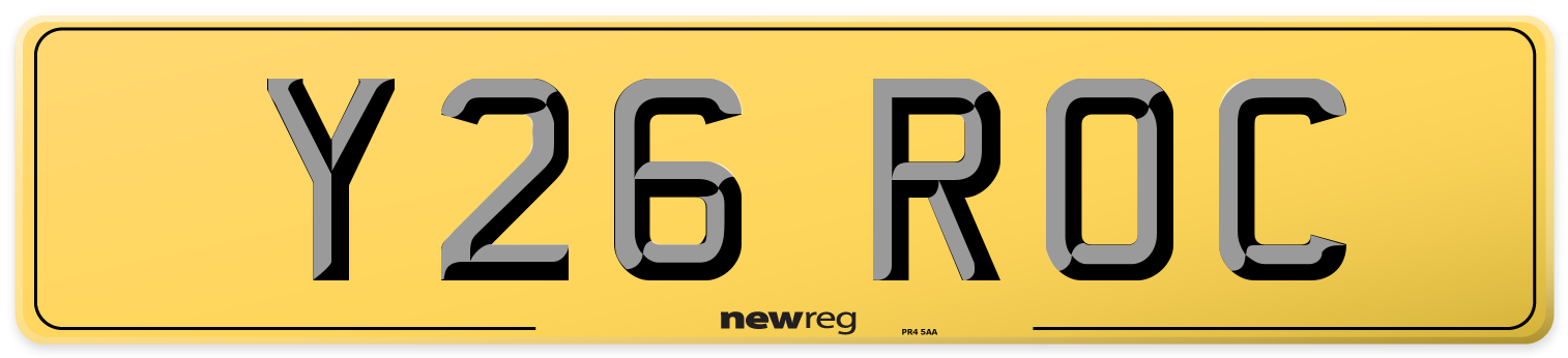 Y26 ROC Rear Number Plate