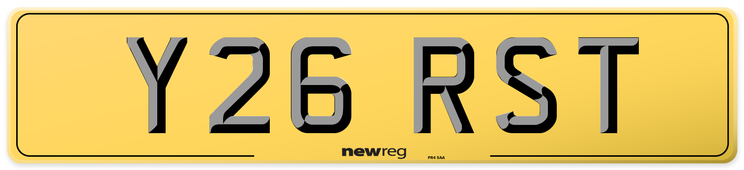 Y26 RST Rear Number Plate