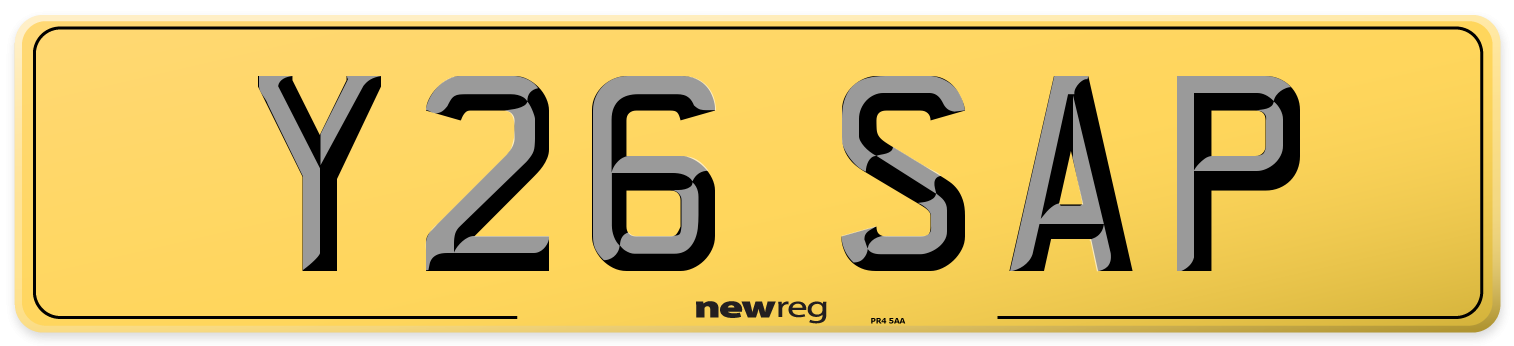Y26 SAP Rear Number Plate
