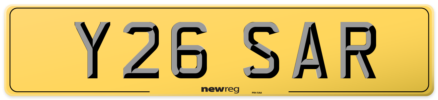 Y26 SAR Rear Number Plate