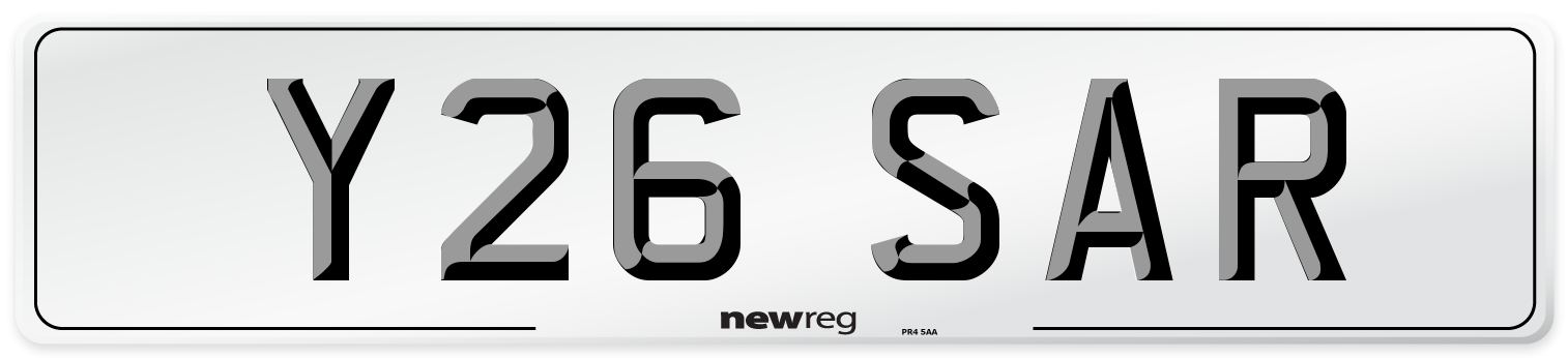 Y26 SAR Front Number Plate