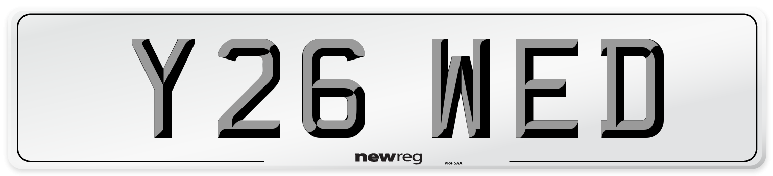 Y26 WED Front Number Plate