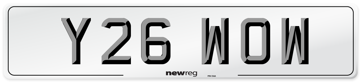 Y26 WOW Front Number Plate