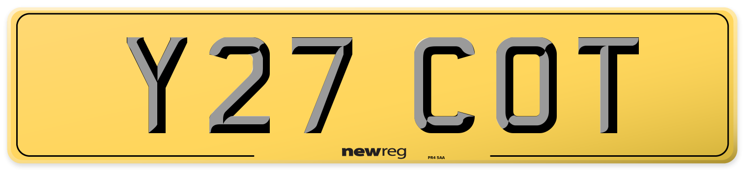 Y27 COT Rear Number Plate