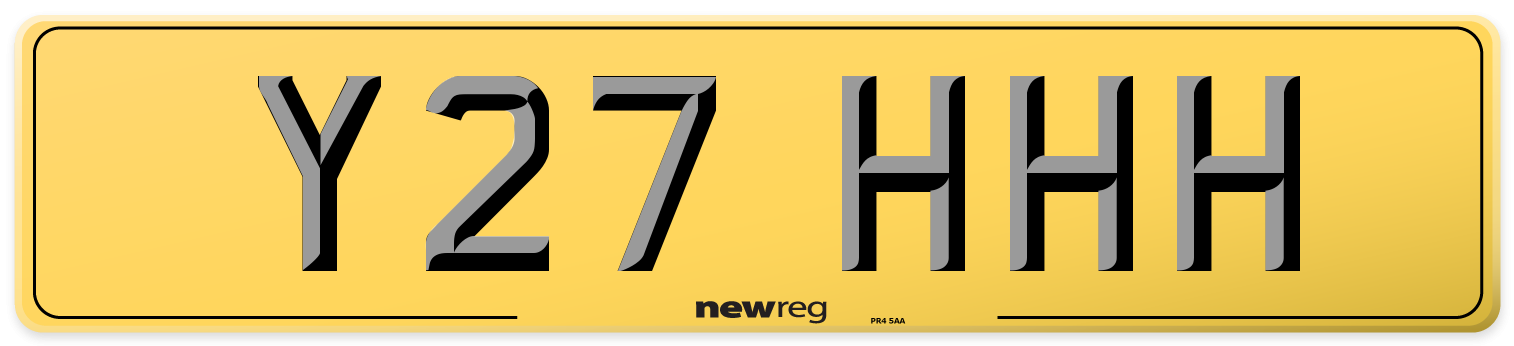 Y27 HHH Rear Number Plate