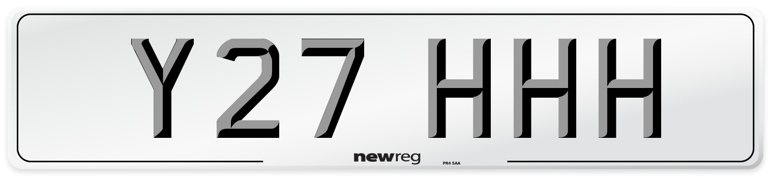 Y27 HHH Front Number Plate