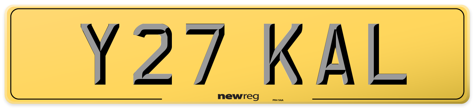 Y27 KAL Rear Number Plate