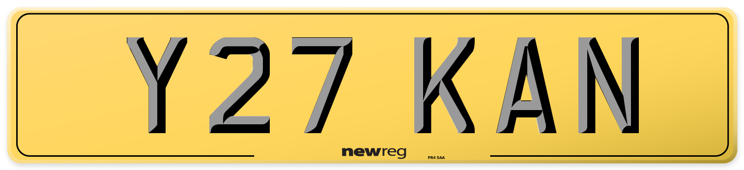 Y27 KAN Rear Number Plate