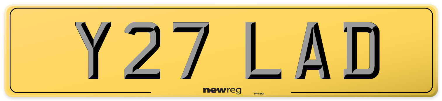 Y27 LAD Rear Number Plate