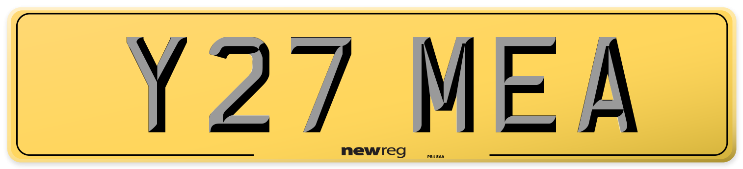 Y27 MEA Rear Number Plate