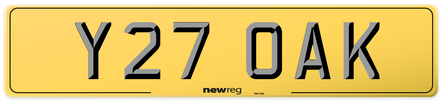 Y27 OAK Rear Number Plate