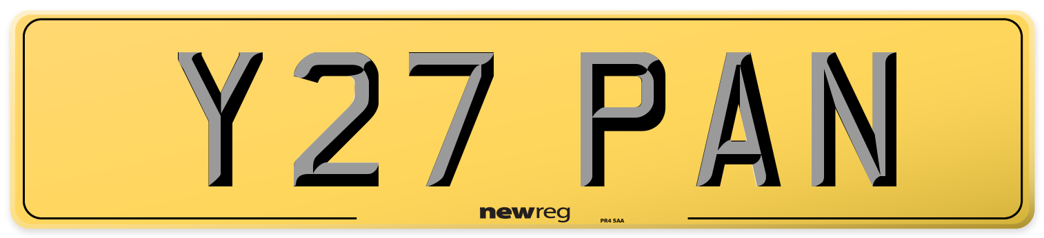 Y27 PAN Rear Number Plate