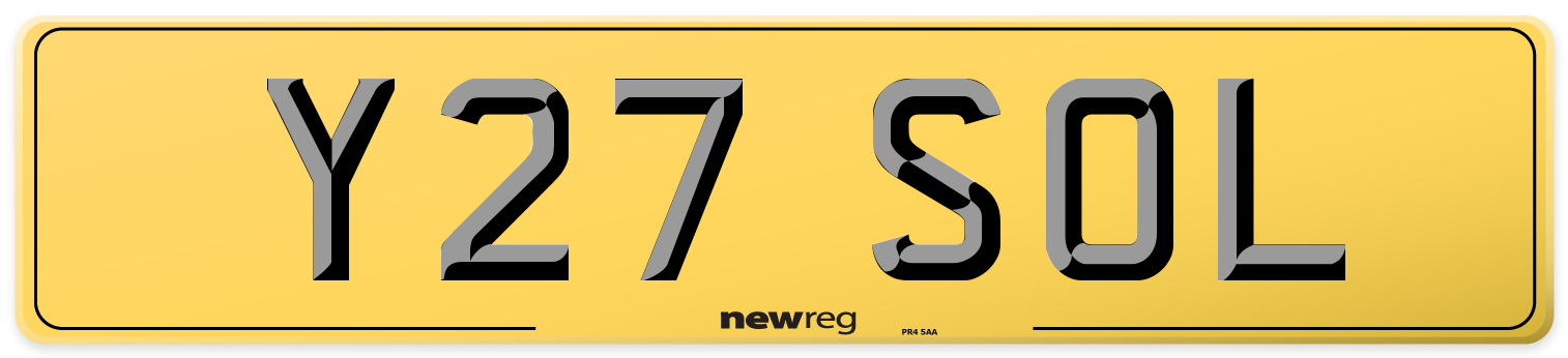Y27 SOL Rear Number Plate
