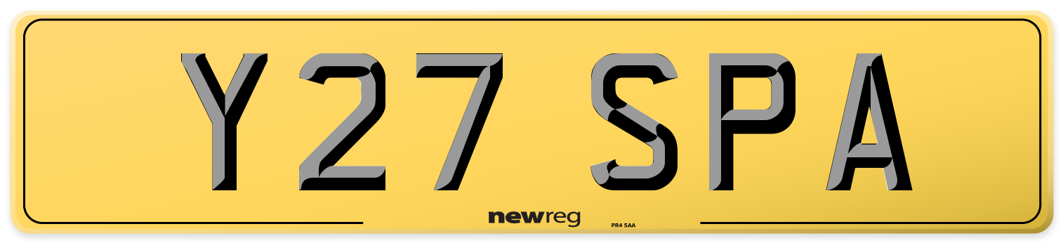Y27 SPA Rear Number Plate