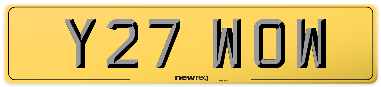 Y27 WOW Rear Number Plate
