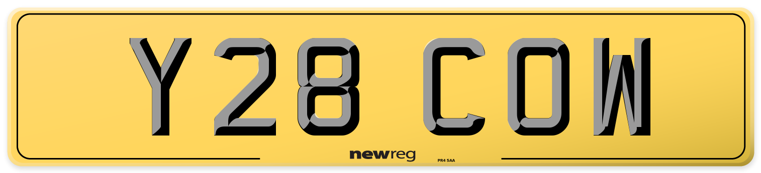 Y28 COW Rear Number Plate