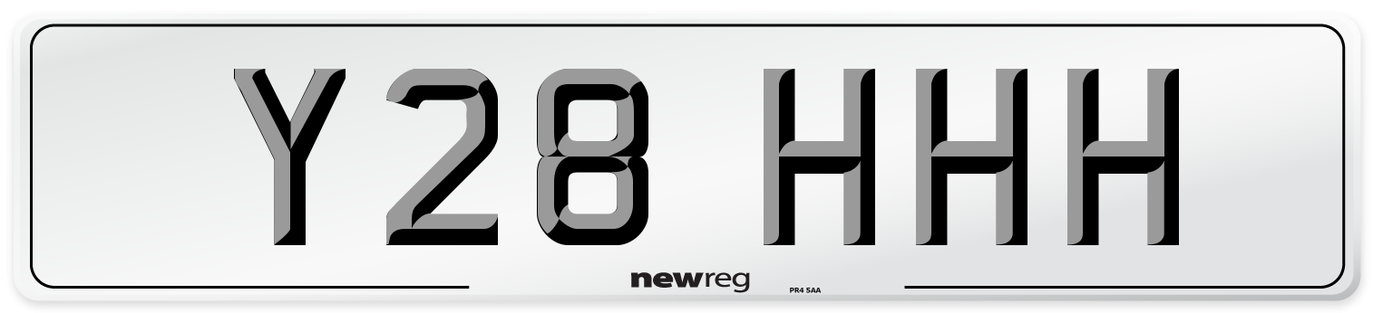 Y28 HHH Front Number Plate