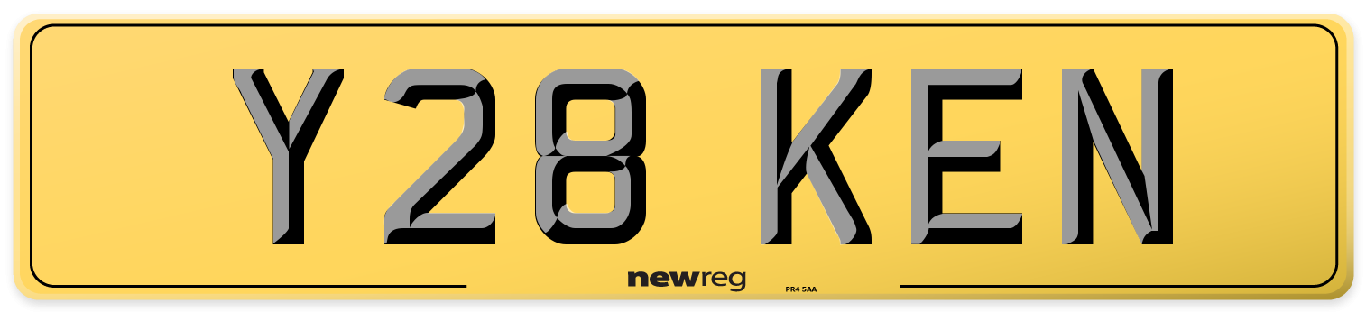 Y28 KEN Rear Number Plate