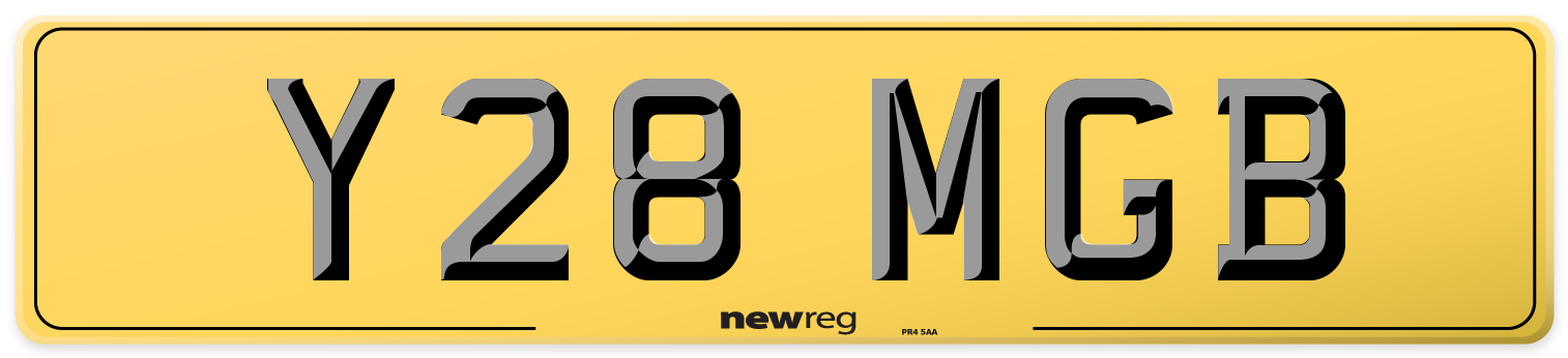 Y28 MGB Rear Number Plate