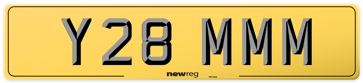 Y28 MMM Rear Number Plate