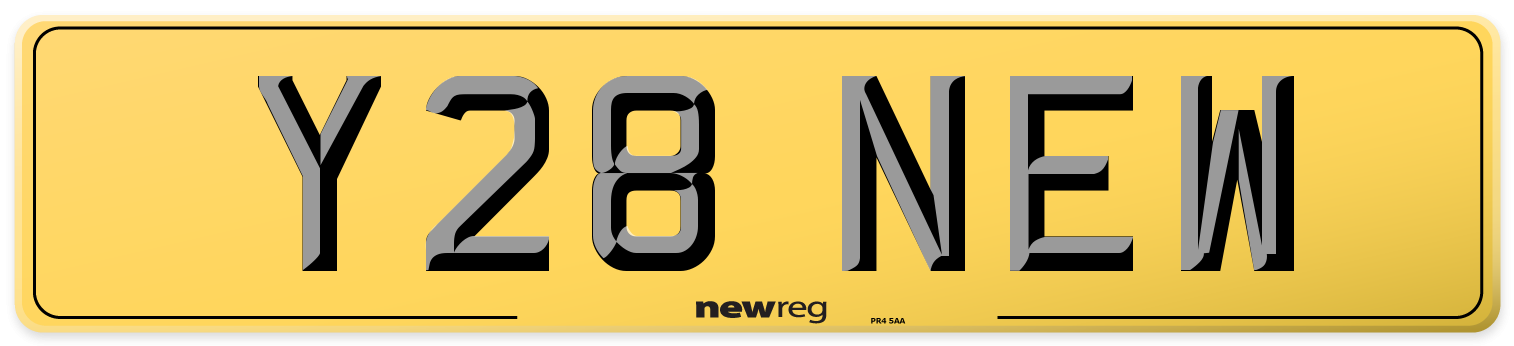 Y28 NEW Rear Number Plate